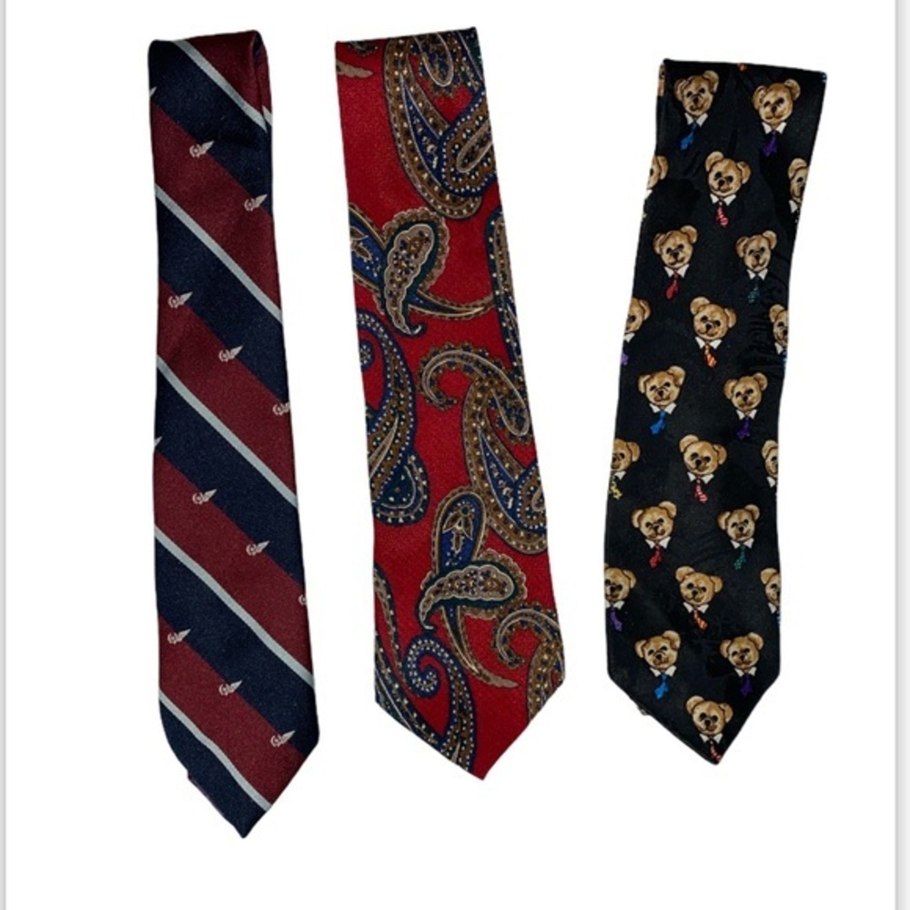 Lot of 3 ties: teddy bear edition